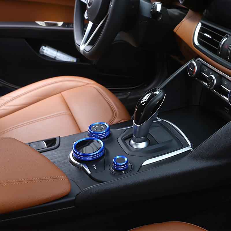 Автомобильный центр управления мультимедийной ручкой, кольцо, отделка, украшение, подходящее для Alfa Romeo Giulia Stelvio 2017-авто