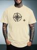 Unisexs Summer Crew Neck T Shirt Vintage Compass Gothic Letter Graphic Tee Casual Loose Outdoor Streetwear Fashion Daily Top
