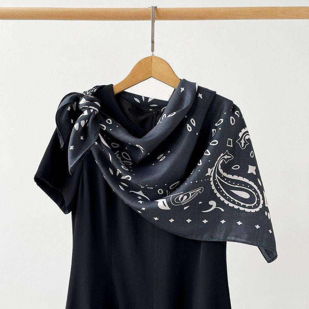 90cm Women Head Scarf Printed Silk Scarves Fashion Female Shawl Wrap  Summer Accessories