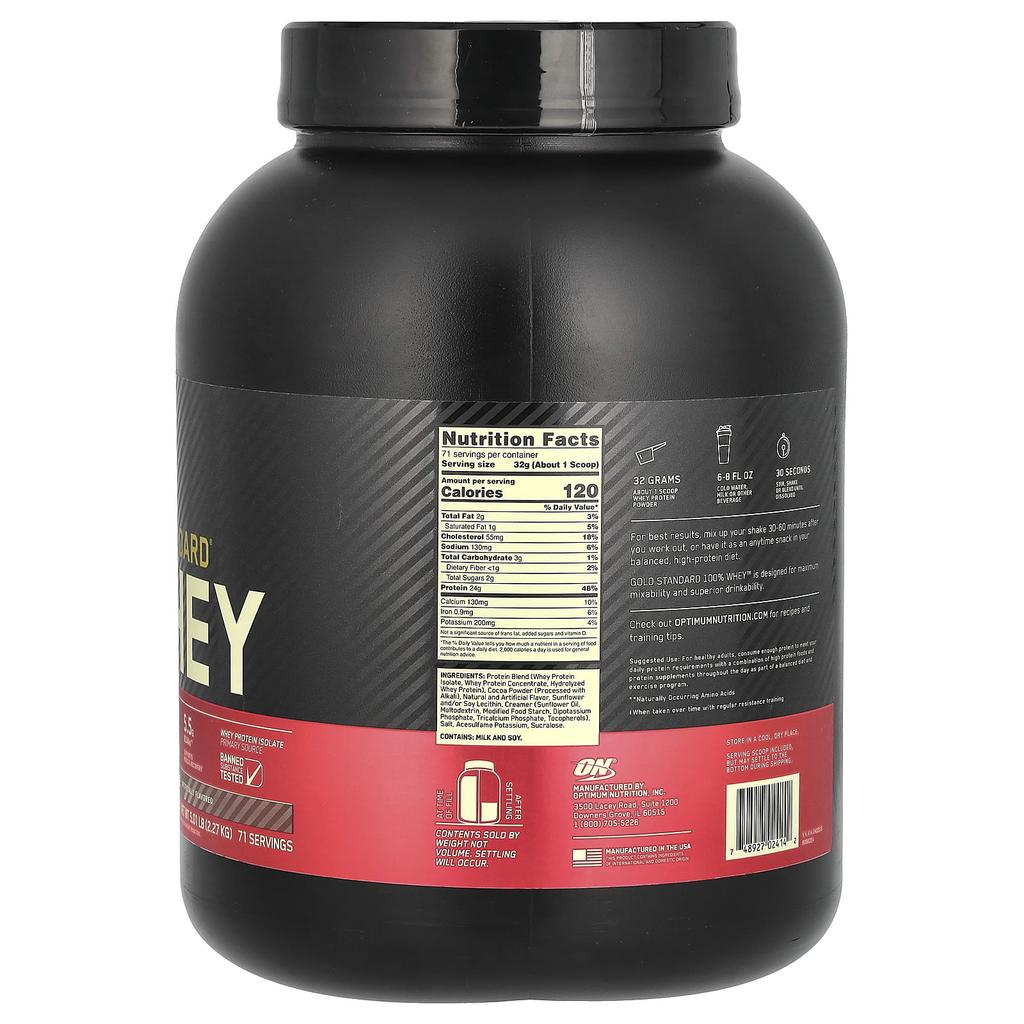 Optimum Nutrition Gold Standard 100% Whey, Extreme Milk Chocolate, 5 Lb (2.27 Kg)