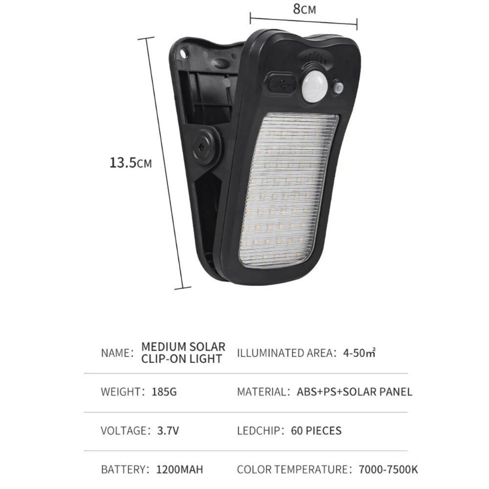 Светодиодный солнечный светильник на прищепке, умный, с датчиком движения, для улицы, для сада, водонепроницаемый, уличный светильник для палатки, гаража, двора, высокой яркости