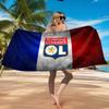 Lyon Football Crest Printed Microfiber Beach Towel, Soft And Absorbent, Quick-Dry, Ideal for Summer Travel, Beach Essential, Swimming Pool