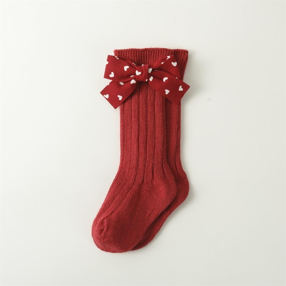 Casual Toddler  Hosiery Bowknot Bow Middle Tube Socks New Red Socks  Autumn Winter