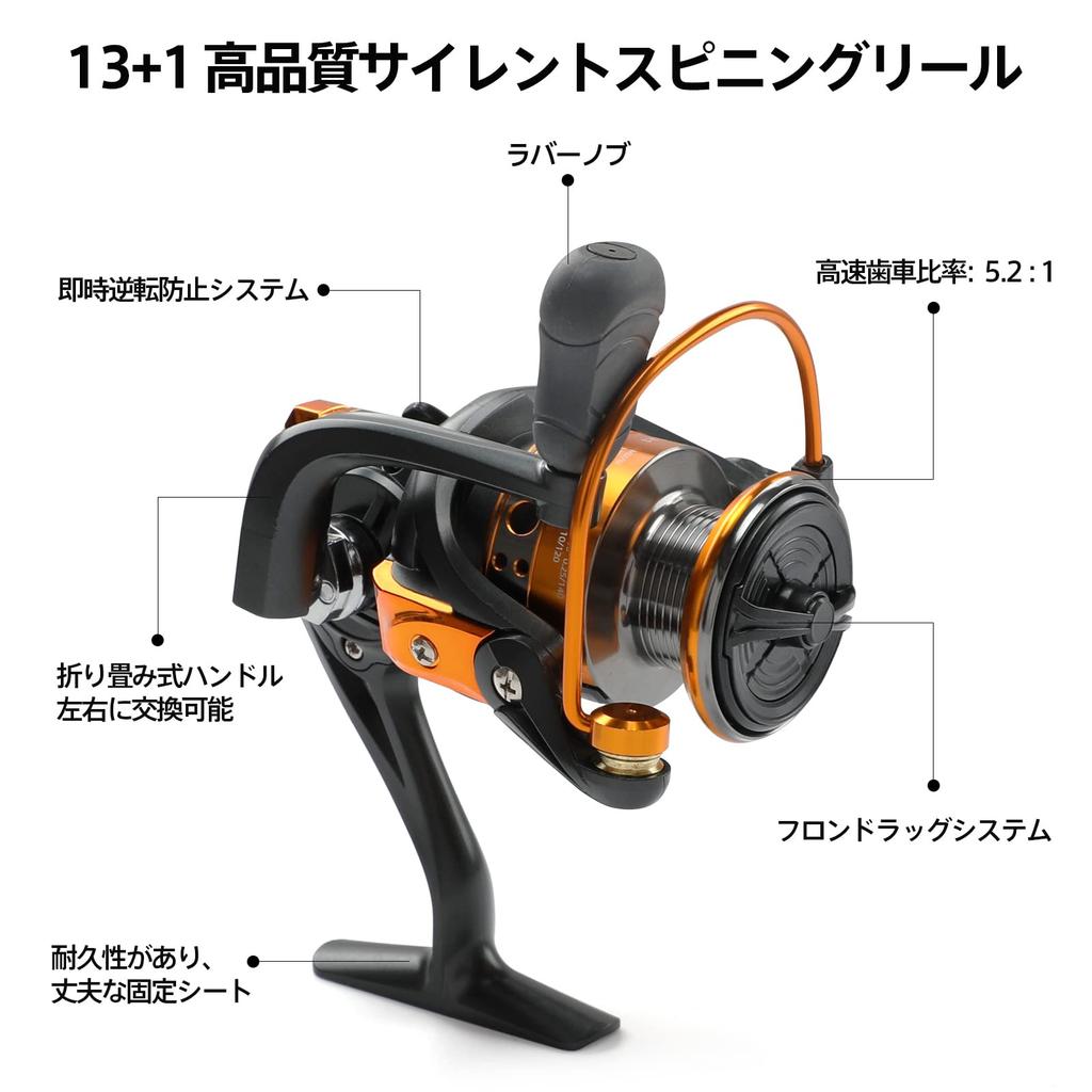 SANLIKE Fishing Rod Includes Spinning Fishing and Storage Telescopic Carbon Fiber Fishing Portable Set for Sea Set, 2.1m, Reel, Bait, Line, Bag. Rod,