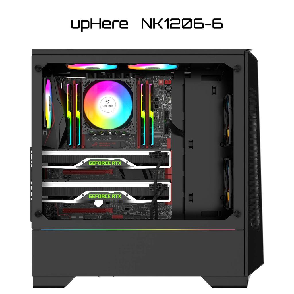 UpHere ARGB 120 мм вентилятор для корпуса ПК 6-контактный разъем тихий высокопроизводительный 5 В 3-контактный ARGB материнская плата AURA Sync синхронный вентиляторный концентратор пульт дистанционного управления в комплекте 6 шт. 1 комплект черный