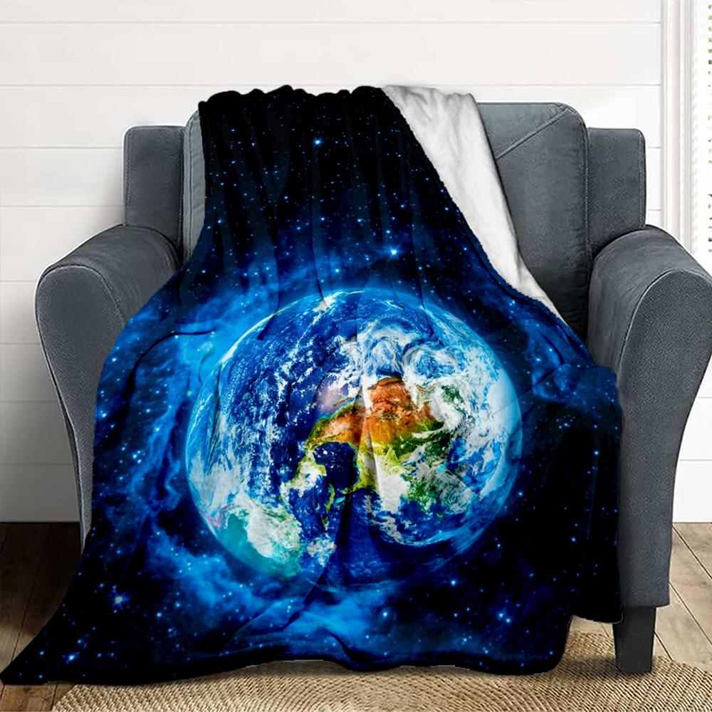 Space Earth Flannel Blanket Throw Blanket Soft Warm Sofa Bed Camping Car home Decor Unique Christmas Gift C930350