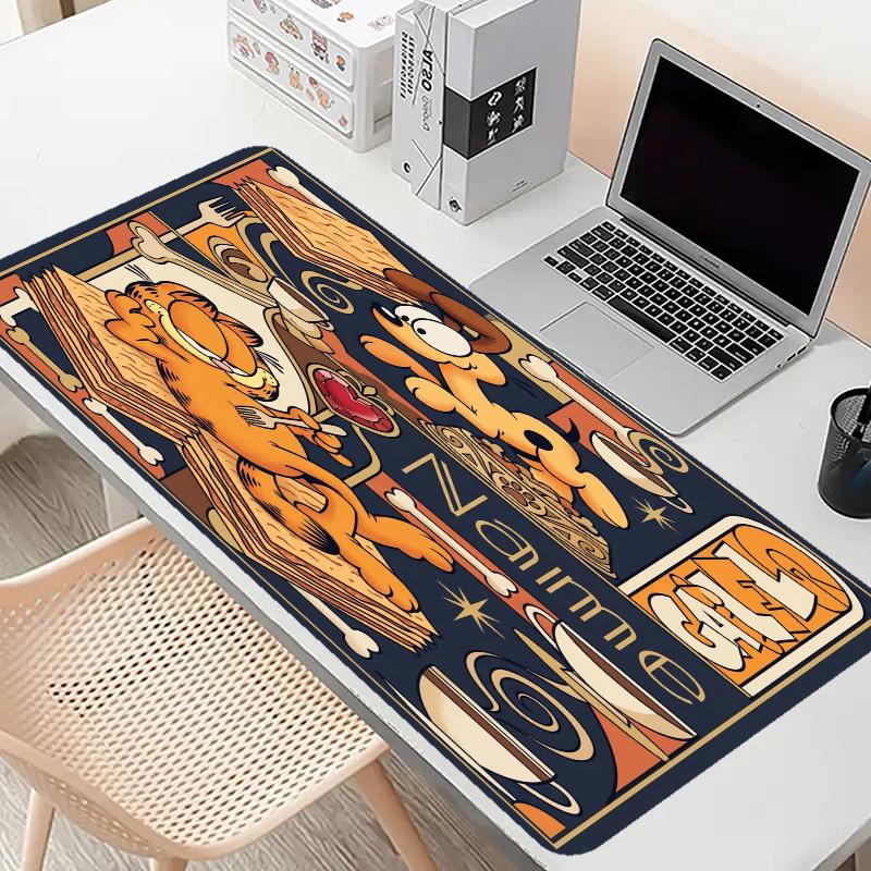 Custom Name Personalized Garfield Pattern Mousepad, Laptop PC Desk Mat, Decorative Desk Mat for Home Keyboard Pad Gift