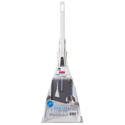 Yamazaki Sangyo Broom and Dustpan Set, Magnetic, Compatible with Entryways, Refrigerators, and Washing Machines, White, 196012, 14.3cm W x 4.6cm D x 4