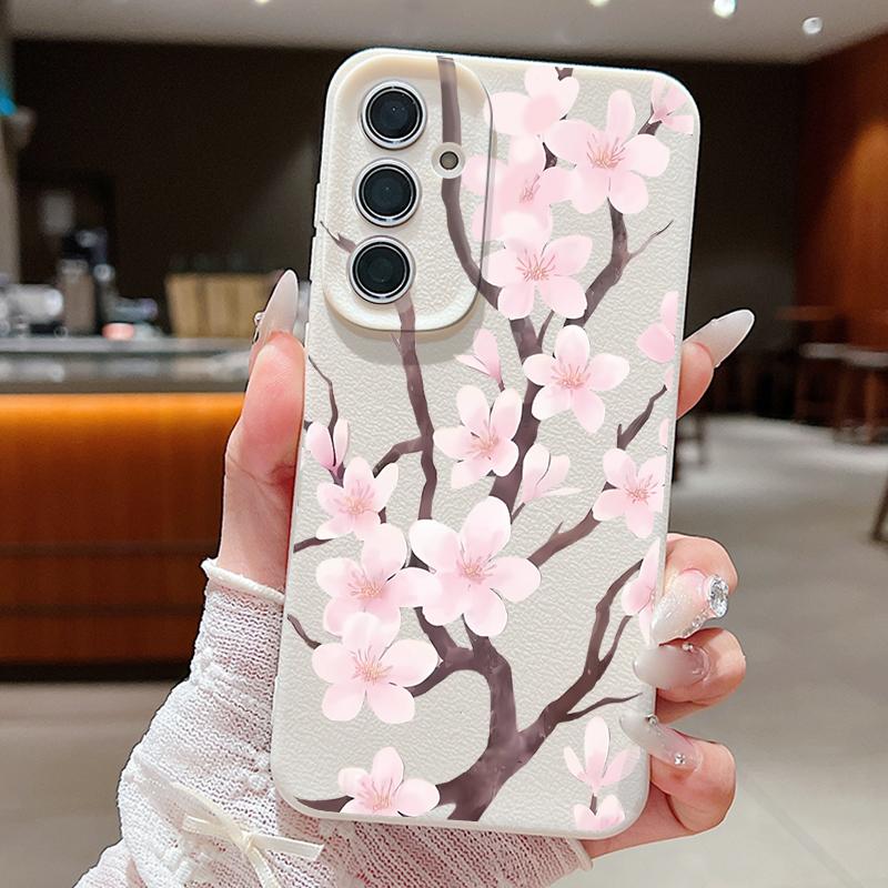 Чехол в стиле ручной росписи «Сакура» для Samsung Galaxy A57 A37 A17 A56 A36 A26 A16 A55 A35 A25 A15 A54 5G S21 FE S22 S23 S24 Plus S25 Edge S26 Ultra