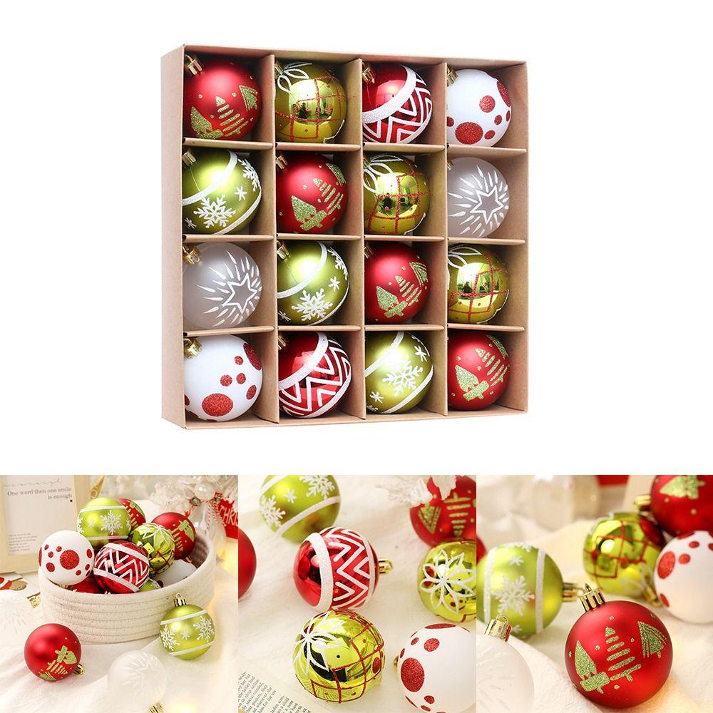 16pcs Champagne Gold White Christmas Balls Shatterproof Christmas Decorations Home