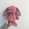 Cute Long Ear Bunny Plush Toy Floral Stuffed Rabbit Doll Comfortable Soft Cuddly Fluffy Bunny Plushie Birthday Gift Room Decor
