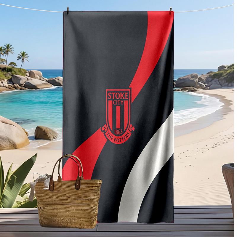Пляжное полотенце Stoke City Football Print, Большое мягкое быстросохнущее полотенце для пляжа, кемпинга, плавания