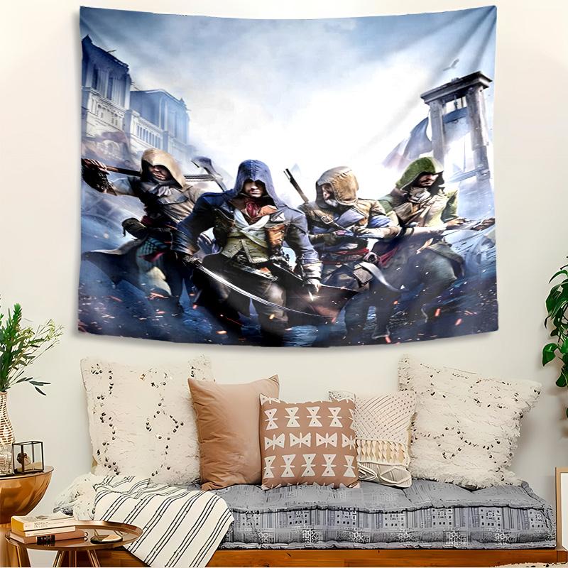 Гобелен Assassin's Creed, Настенный гобелен, Гобелен с узором для общежития, спальни, гостиной, Настенное искусство, Фотофон
