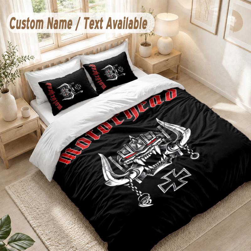 Motorhead Bedding Set, 1 Duvet Cover & 2 Pillowcases Soft Comfortable Bedroom Home Textile Decor