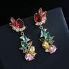 European and N Personalized Tassel Earrings Long Inlaid with Colorful Zircon Earrings Fashionable Water Drop Earrings