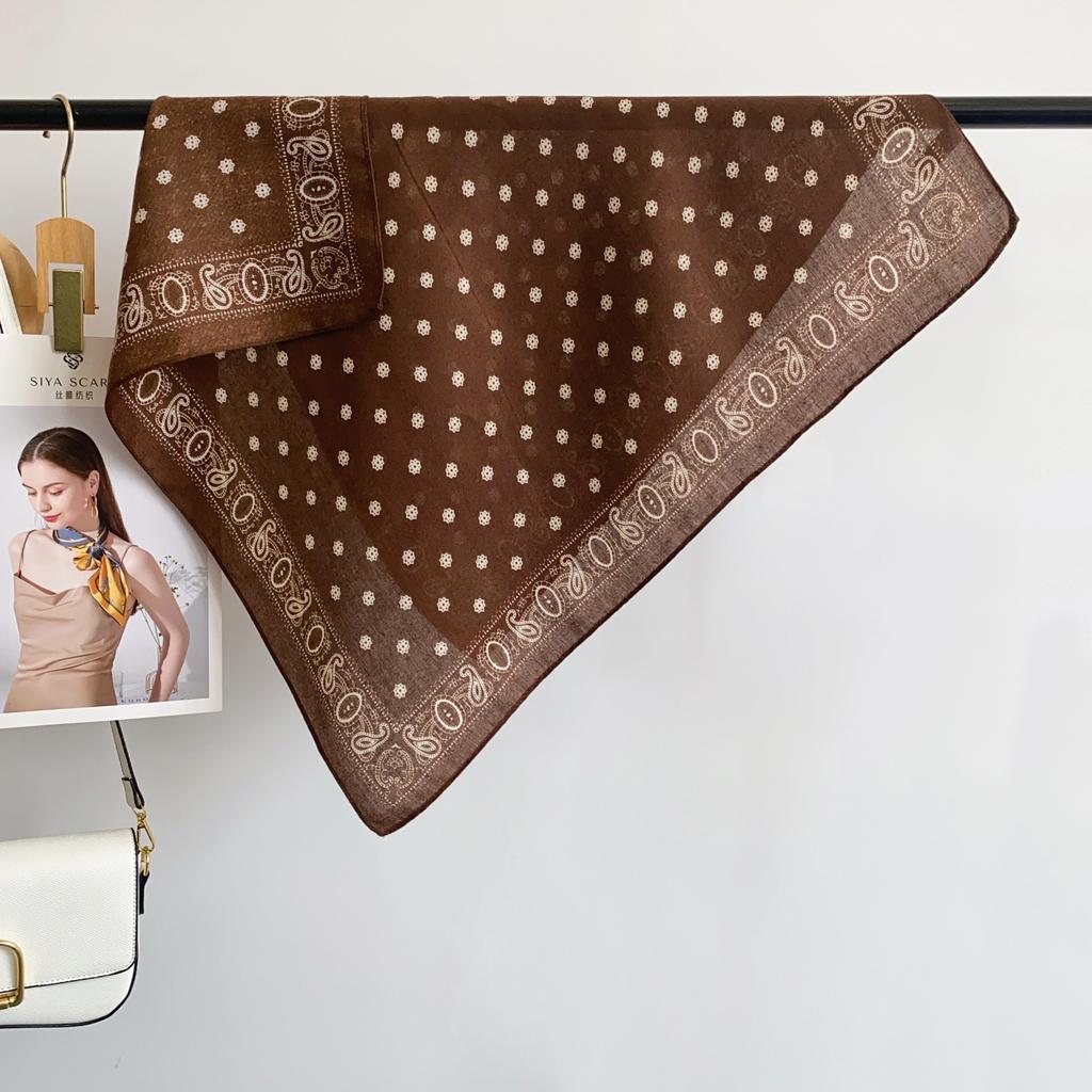 Old Money Wind Cashew Flower White Brown Small Square Scarf Silk Scarf Scarf Matching Shirt Shawl Headband Belt Scarf