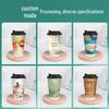 HUIHUADU 80mm Double-Layer Insulated Paper Cups with V-Lids