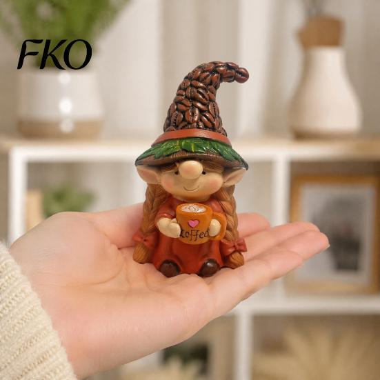 Kitchen Gnome Decor Coffee Ornaments, Cute Resin Figurines, Decorative Tabletop Hand Painted Set Centerpiece for Bar & Lovers Couple Gnomes