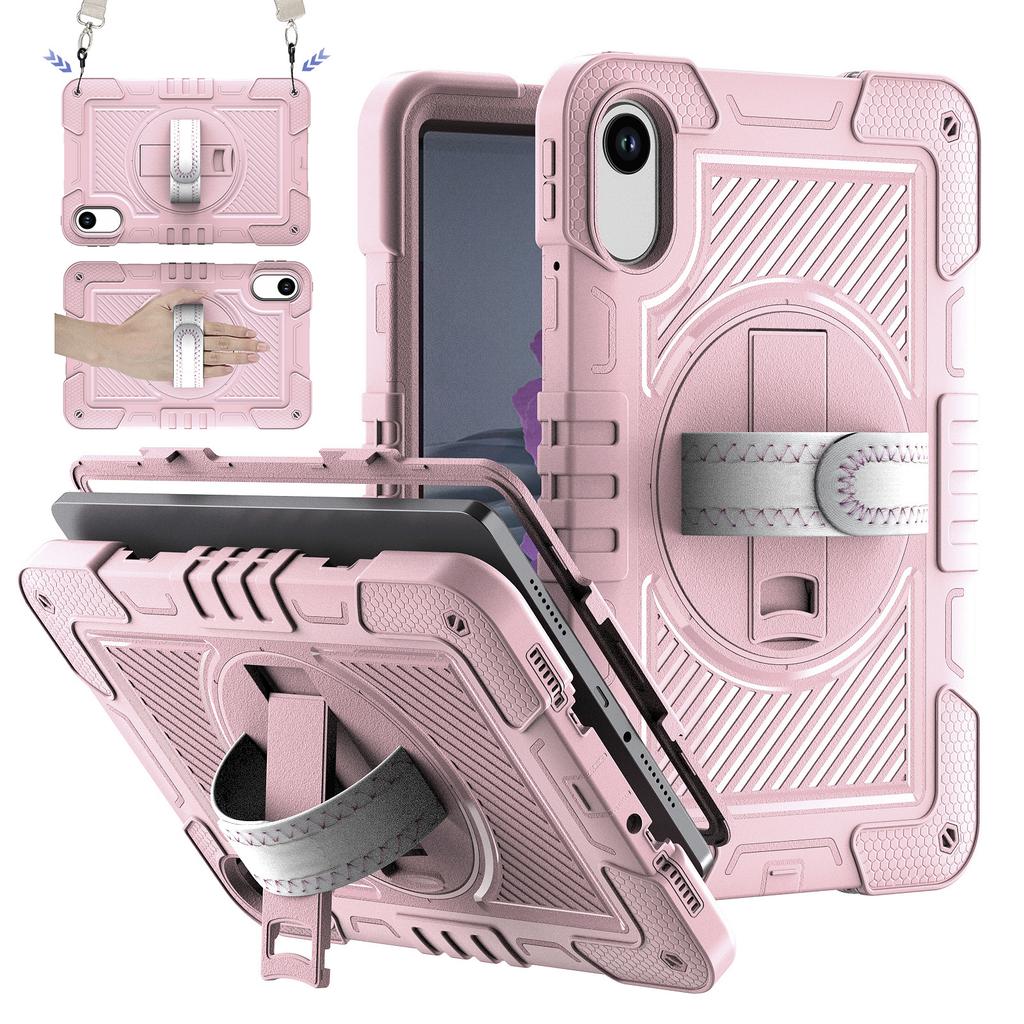 360 Rotating Stand Case for Xiaomi Redmi Pad 2 2025 11.0inch Model 25040RP0AG Silicone+PC Hybrid Armor Cover with Shoulder Strap