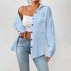 Single-breasted Shirt Stylish Women's Lapel Button Down Shirt with Patch Pocket Casual Top for Work Daily Wear Loose for Leisure