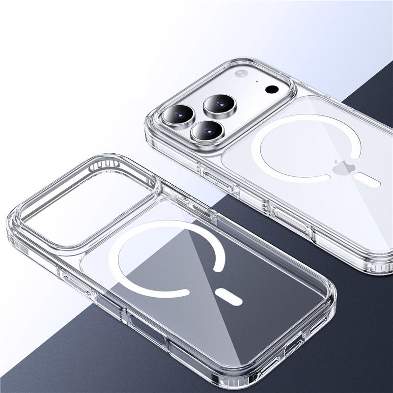 Прозрачный противоударный магнитный чехол Magsafe для iPhone 17 16 15 14 13 12 11 Pro Max 17 Air 16e Задняя крышка для беспроводной зарядки