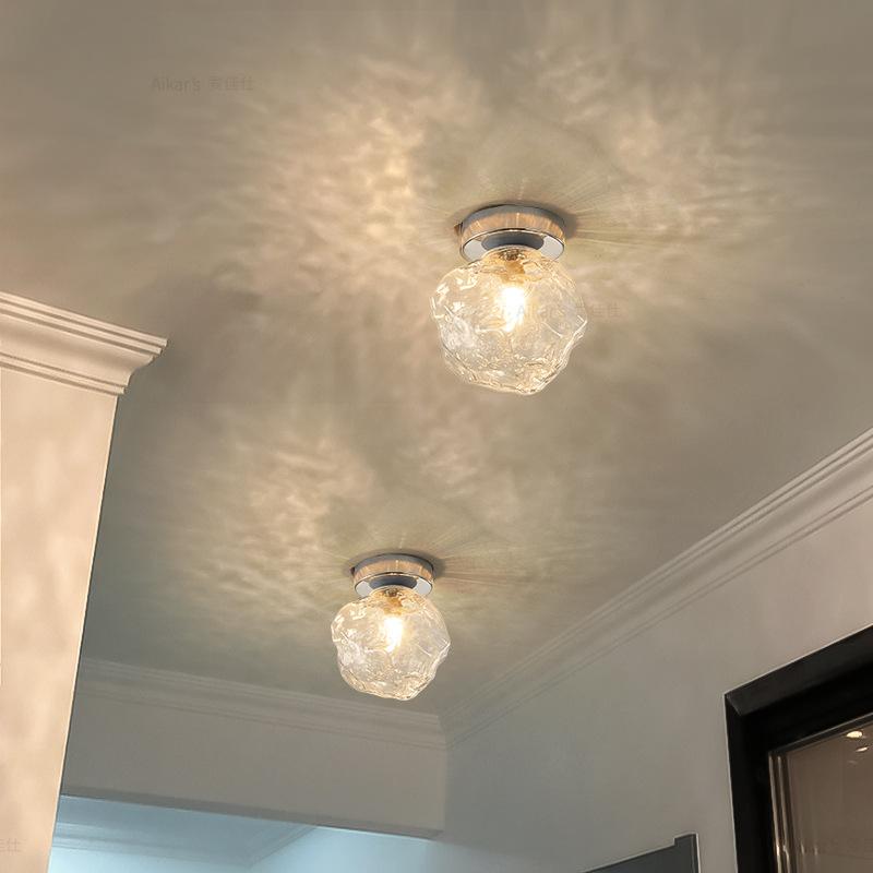 Stained Glass Ice Diamond Pendant Lamp Nordic Light Luxury Amber Glass Restaurant Ceiling Lamp Simple Home Decoration LED Luster