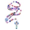 Rosary Necklace Catholic Rose  Beads Religion Long Chain Children Jewelry Charm Gifts DropShipping