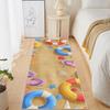 Мультяшная иллюстрация пляжной сцены Коврик-дорожка Отпуск Спасательный круг Ракушка Морская звезда Принт Ковер Нескользящий Коврик для прихожей Гостиной