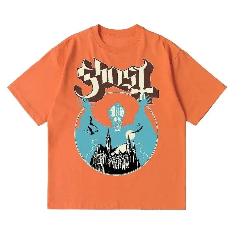 New Ghost Band T-shirt Women Oversize Fashion Cool London Singer Fans Essentials Summer Short Sleeve Print Rock Plain Black Tees Unisex