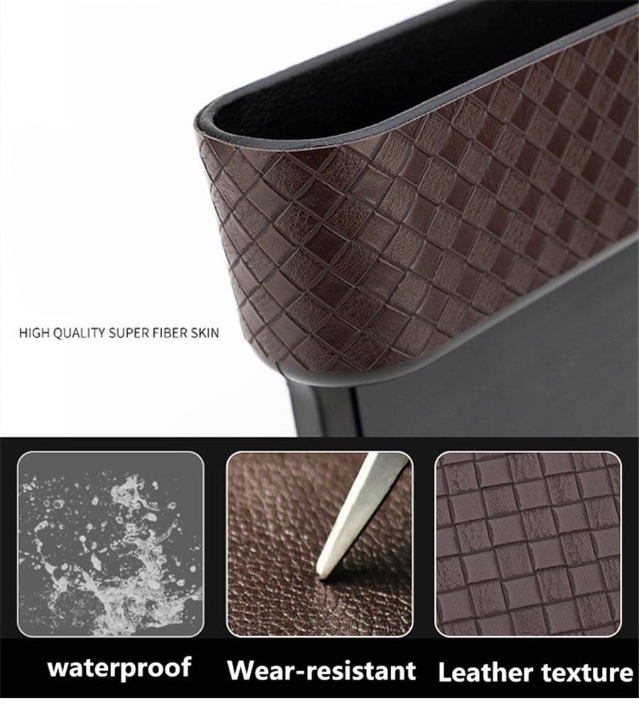 Brown Storage Box Car Organizer Seat Gap Case Pocket Car Seat Side Storage Box