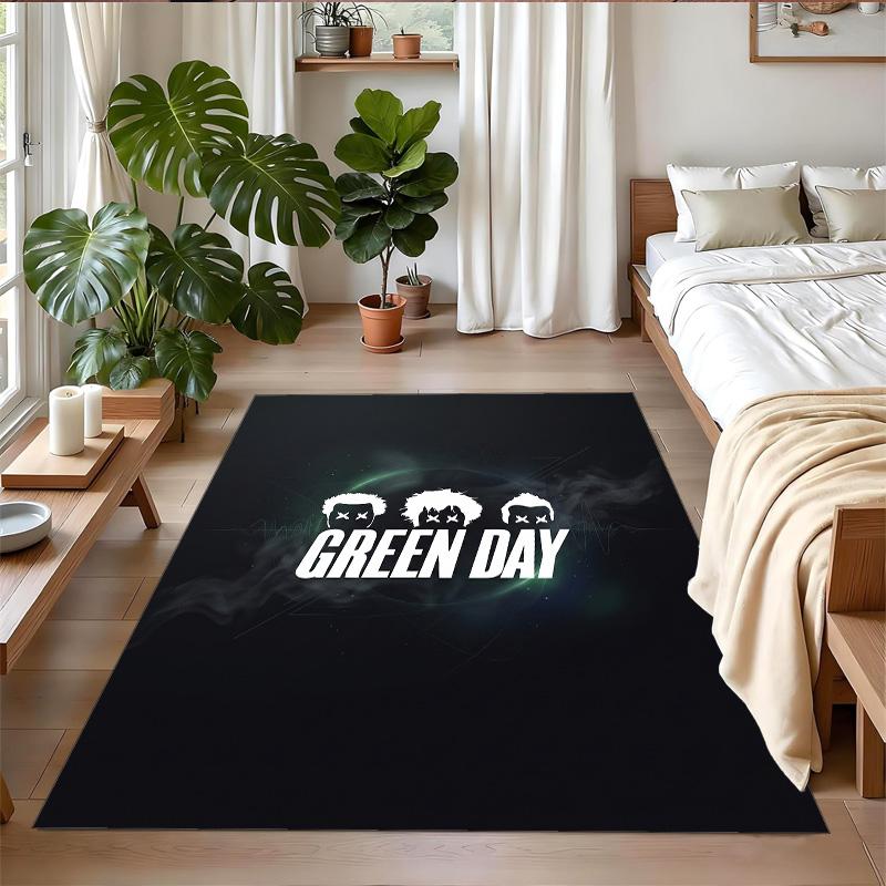 Green Day Print Crystal Velvet Plush Rug Wear?Resistant Anti?Slip Floor Mat For Indoor Household Decoration