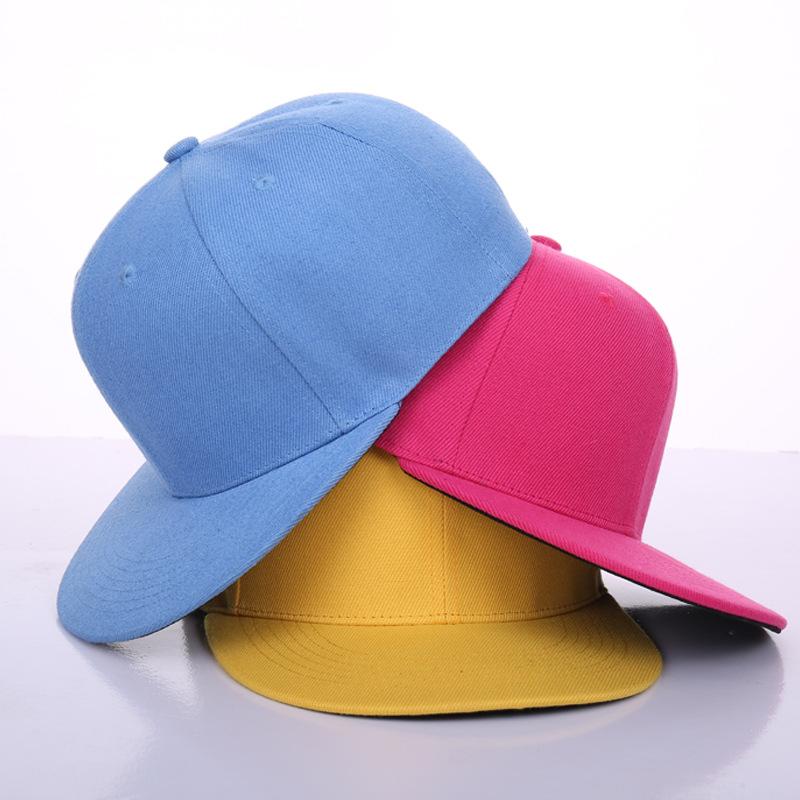Hot Sale Black 5/6 Panel Flat Brim Hip Hop Baseball Cap - Adjustable Cotton Hat for Men Women Street Style