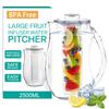 2,5 л Большой кувшин для воды с фруктовым инфузором с фильтром, акриловый холодный чайник, пластиковый кувшин для воды, кофе холодного заваривания, холодный чай, лимон, сок