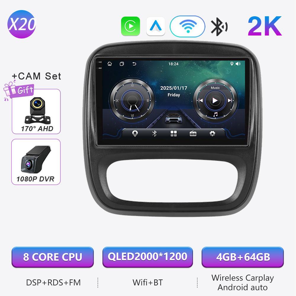 Autoradio pour Renault Trafic 3 2014-2021 pour Opel Vivaro B 2014-2018 Lecteur Multimédia Carplay Stéréo Navigation Android 16
