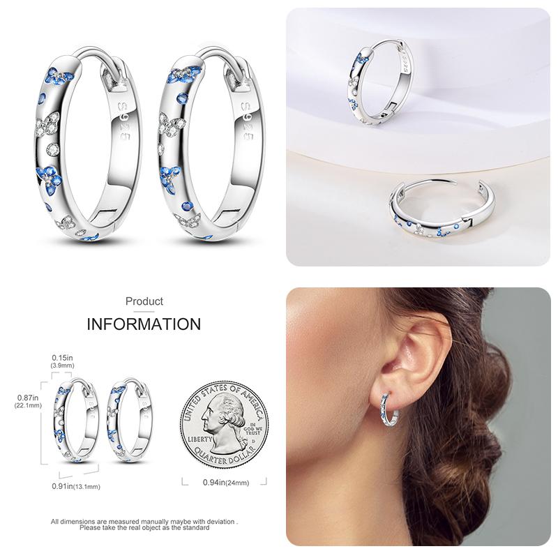 Серьги-тюльпаны из стерлингового серебра 925 пробы для женщин, двойные серьги-кольца в виде бабочки из кубического циркония, изящные помолвочные украшения