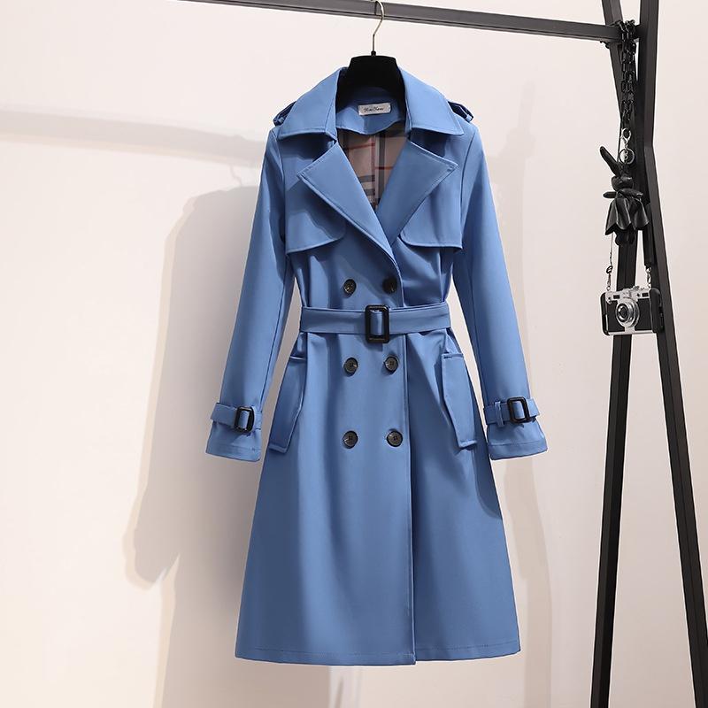 Women's Spring and Autumn Loose Casual Fashion Style Long Sleeve Lapel Jacket Windbreaker Coat