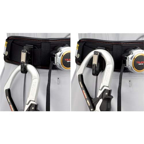 TAJIMA Safety Belt with Hook Hanger for Waist Belts, Attaches Without Removing the Belt, Features a Skid-Resistant Design, and Durable Metal Gate, ADF