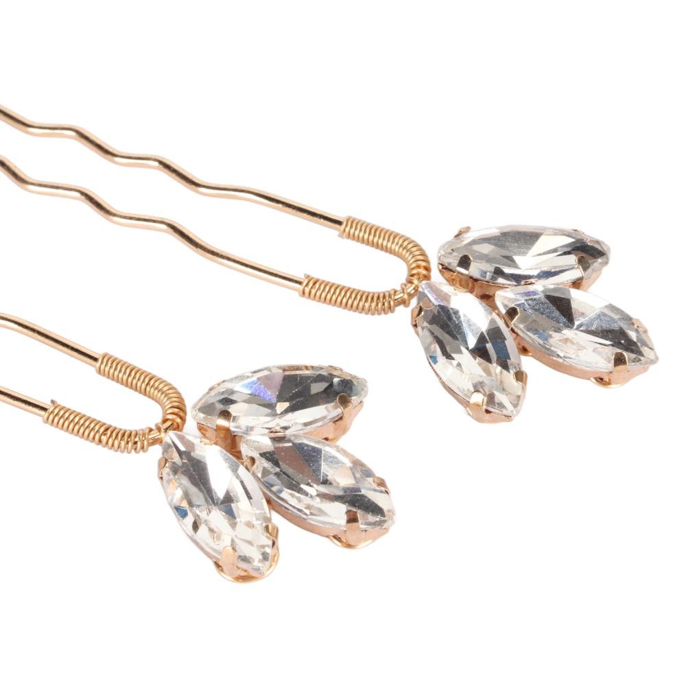 5pcs Lightweight Crystal Hair Pins Rhinestone Design Bridal Hair Clips For Women Girls