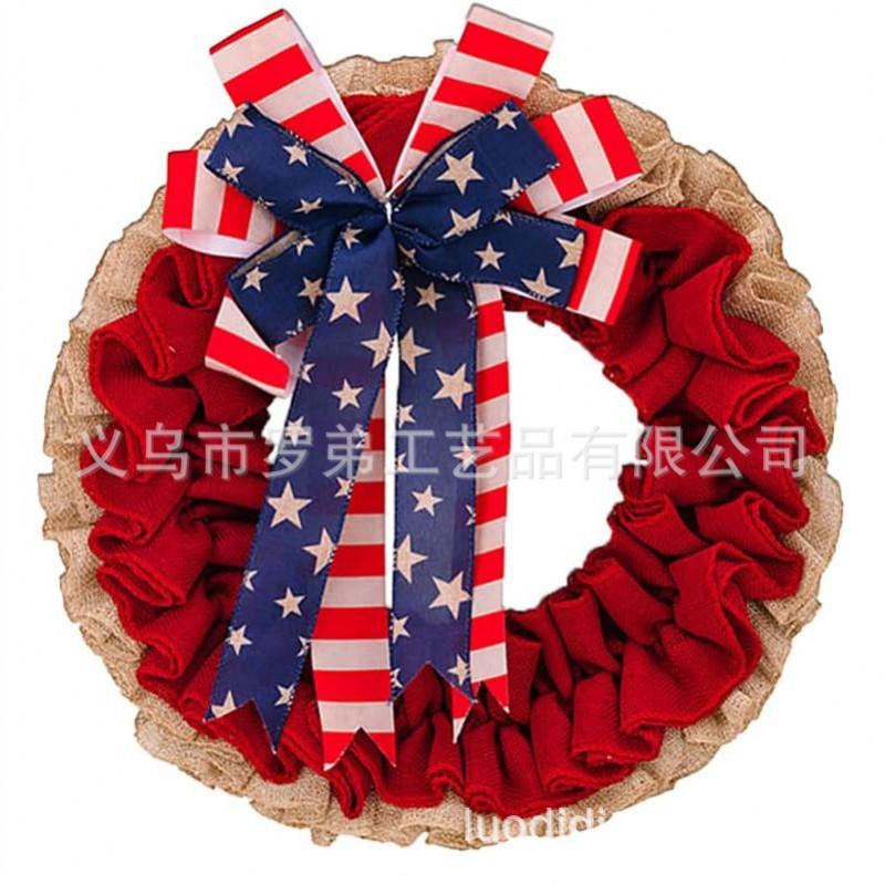 4th Of July Wreath Door Hanging Decoration With USA Flag Patriotic Party Home Outdoor Festive Display