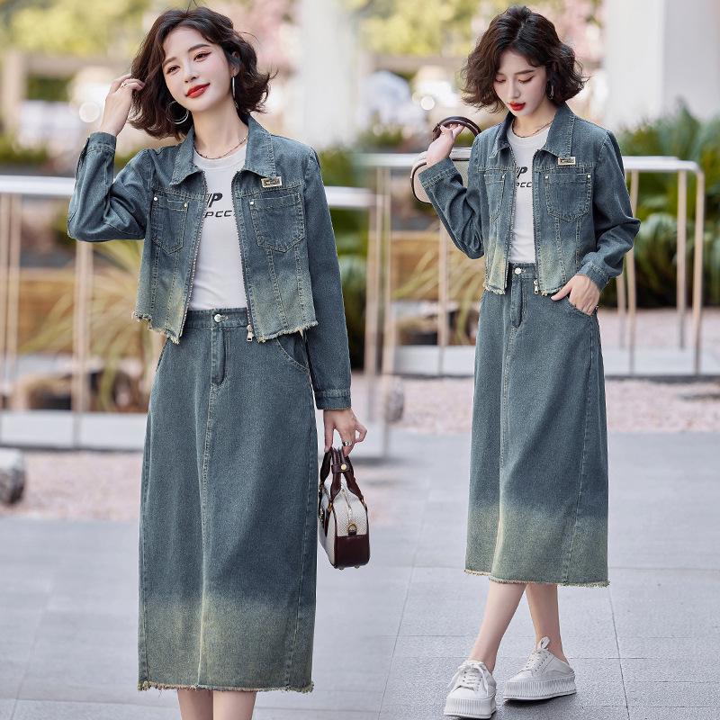Trendy 2025 Spring Denim Jacket & Skirt Set - LU8928