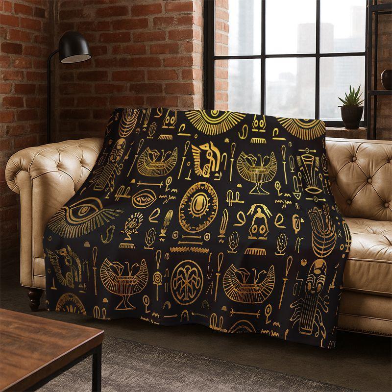 Египетский мифологический настенный рисунок Пиктограмма Фланелевое одеяло Мягкое теплое одеяло Плед для спальни гостиной кровати путешествия пикника