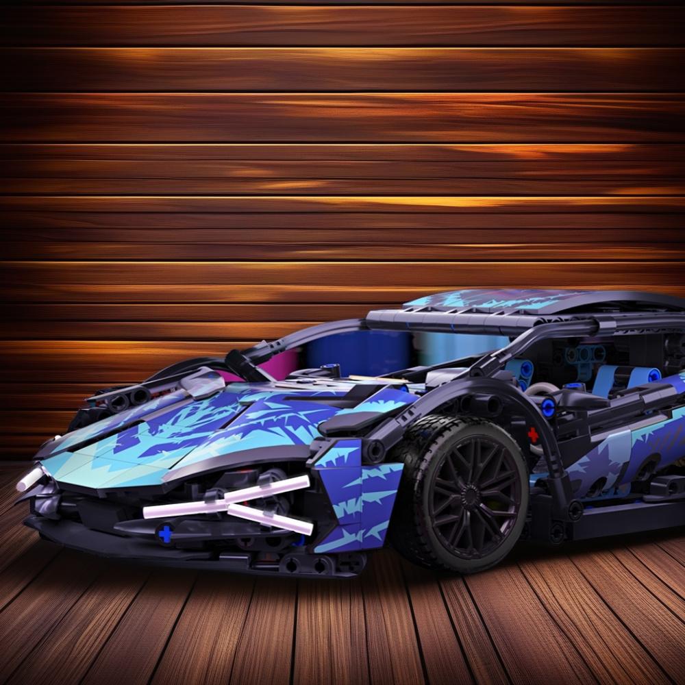 1280+PCS Black Purple Sport Car Building Blocks Assemble Racing Vehicle Bricks Toys Birthday Gift For Kid Boy