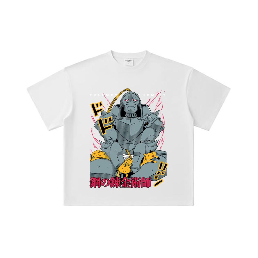 260 GSM Double Yarn 32 Count 100% Cotton Fullmetal Alchemist V4 Alphonse Print Unisex Heavy Cotton T Shirt… More