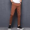 Summer Korean Version of Cropped Pants for Men with Slim Fit and Small Feet, Pure Cotton Men's Casual Pants, Elastic Trendy Pants, Men's Thin Style