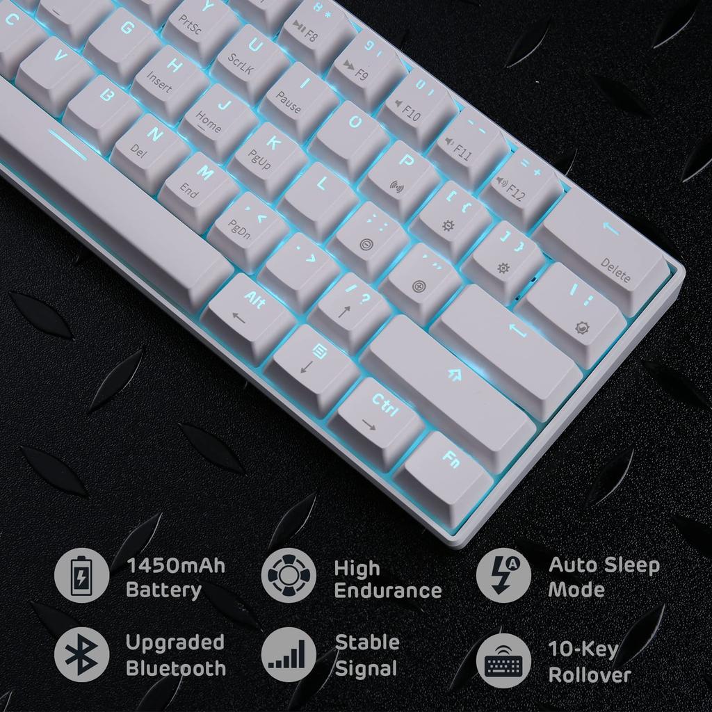 RK ROYAL KLUDGE RK61 Mechanical Keyboard with Blue Compatible with and Universal for and PCs Lightweight and Compact QWERTY US Layout Switches,