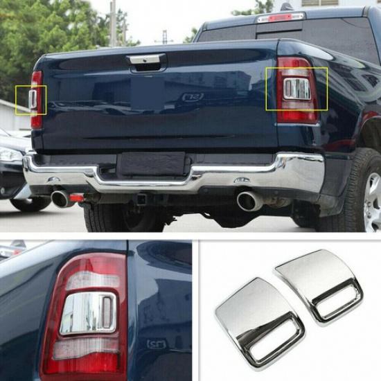 Car Chrome Rear Taillight Lamp Cover Trim Decor Bezels For Dodge Ram 1500 2018+