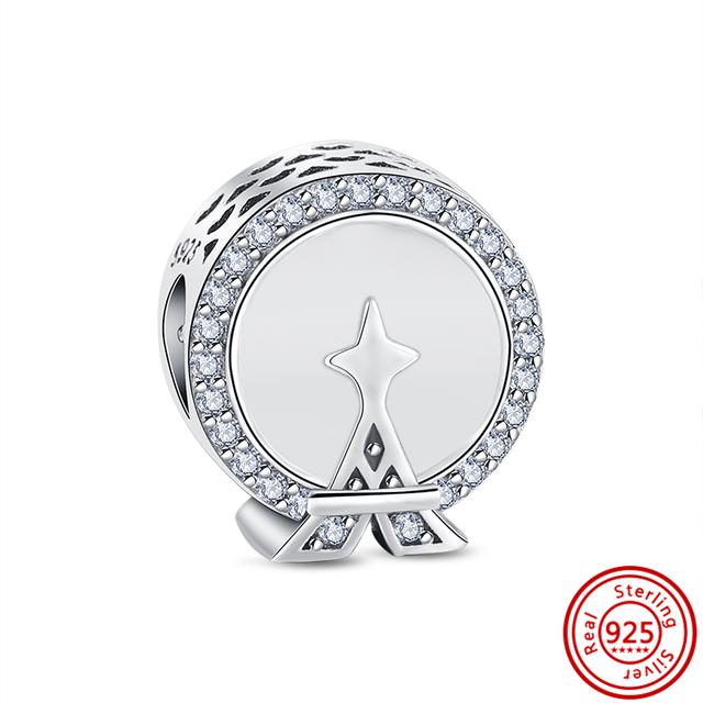 100% стерлингового серебра 925 пробы, прозрачный циркон, снежинка, гербарий, кластер, кулон, бусины, подходят для браслетов, ювелирных изделий