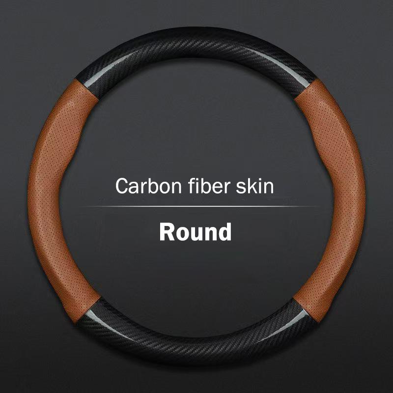 Suede Carbon Fiber Steering Wheel Cover Universal for Car Interior Breathable AntiSlip Fit for Most Vehicles