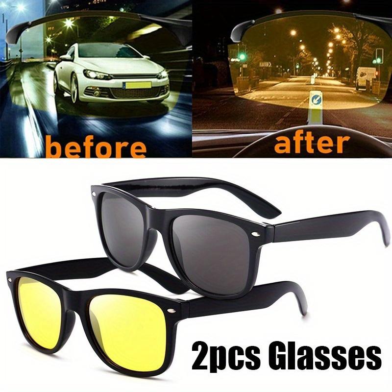 2 шт., автомобильные мужские модные солнцезащитные очки ночного видения, унисекс, уличный спортивный декор, солнцезащитные очки для водителя, желтые очки, очки
