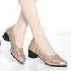Shoes For Women 2025 Comfortable And Elegant Spring Summer Footwear Rhinestone with Crystals Black Low Heel Transparent Simple